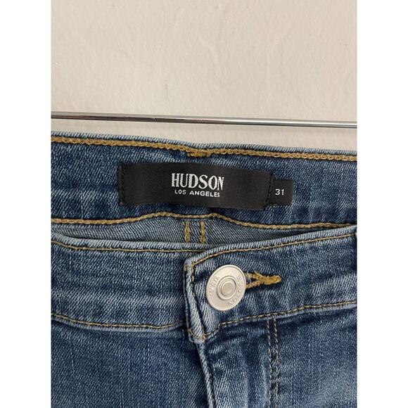 Hudson Jeans 31 Barbara High Rise Straight Leg Lottery Stretch Denim Logo - Picture 8 of 12
